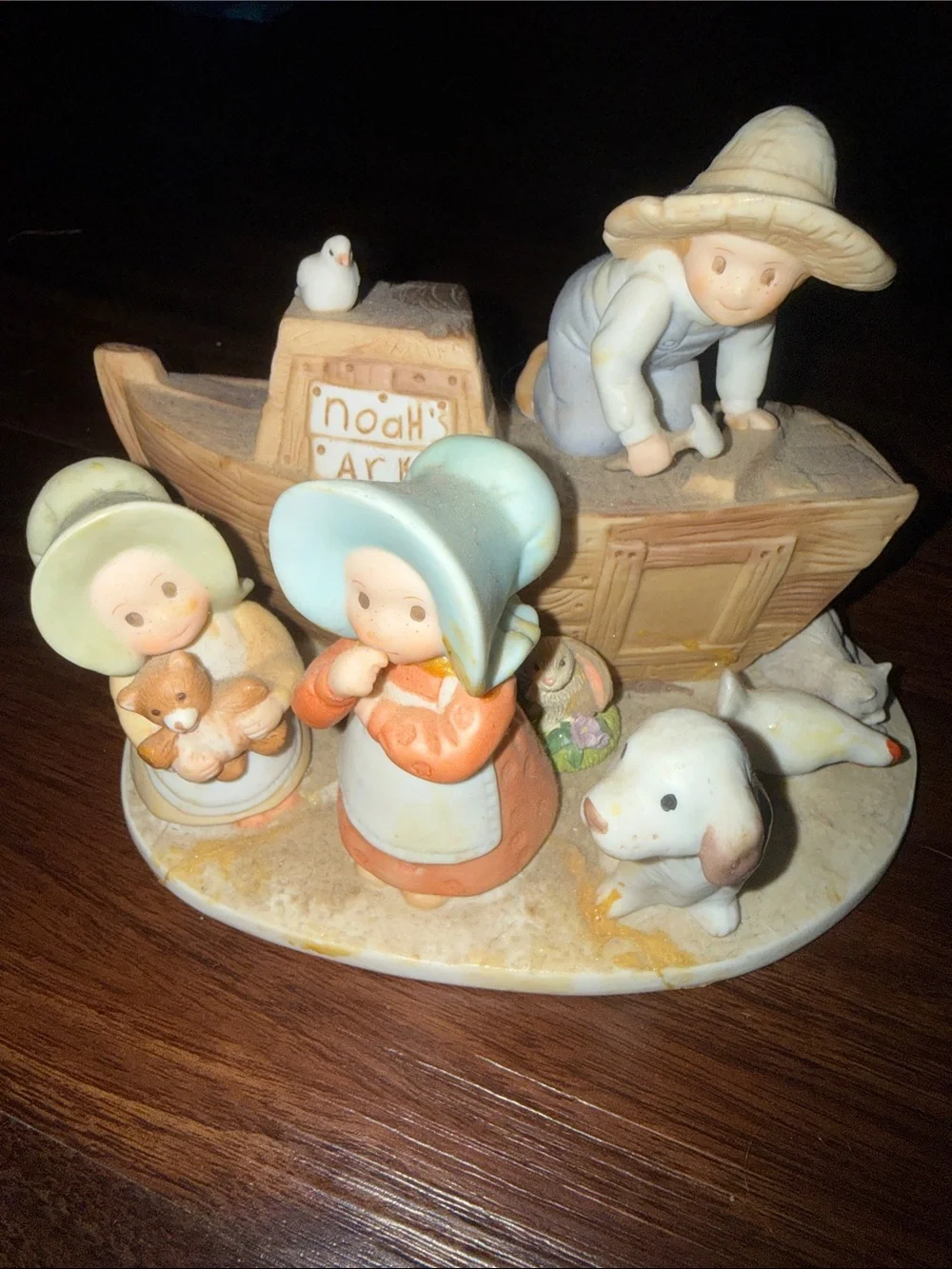Noah's Ark Ceramic Figurine Set in Pastel Colors